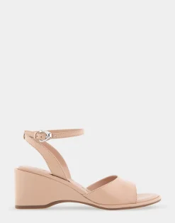 Comfortable Women's Two Piece Ankle Strap Wedge Sandal in Cipria Leather