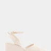 Comfortable Women's Two Piece Ankle Strap Wedge Sandal in Eggnog Leather