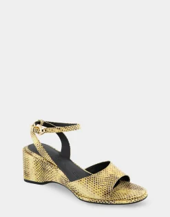 Comfortable Women's Two Piece Ankle Strap Wedge Sandal in Green Sheen Leather