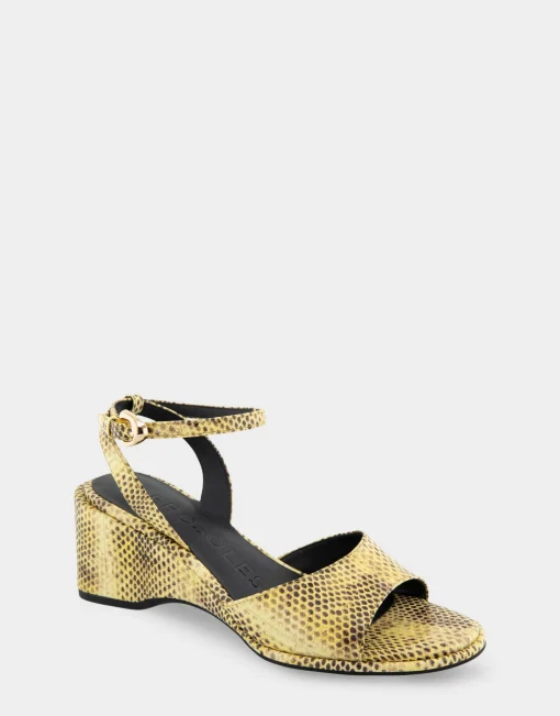 Comfortable Women's Two Piece Ankle Strap Wedge Sandal in Green Sheen Leather