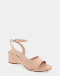 Comfortable Women's Two Piece Ankle Strap Wedge Sandal in Cipria Leather