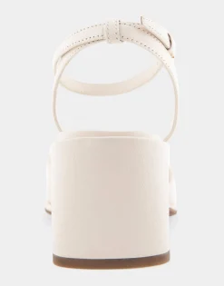 Comfortable Women's Two Piece Ankle Strap Wedge Sandal in Eggnog Leather