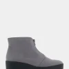Comfortable Women's Wedge Heel Ankle Boot in Dark Grey Faux Suede