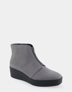 Comfortable Women's Wedge Heel Ankle Boot in Dark Grey Faux Suede