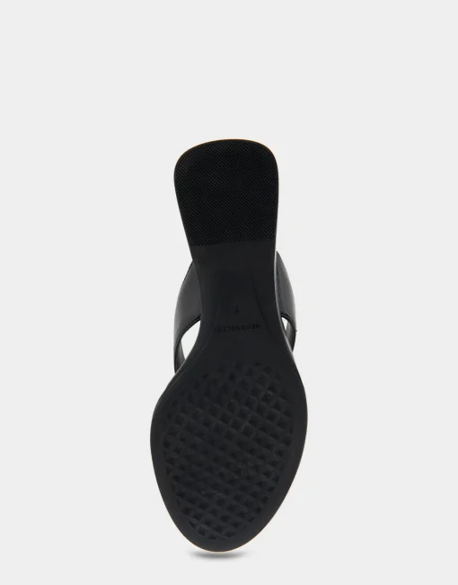 Comfortable Women's Wedge Thong Sandal in Black Allover Faux Leather