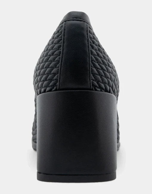 Comfortable Women's Wedge Pump in Black Faux Leather